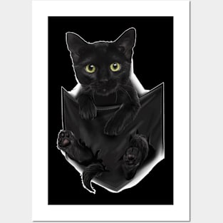 Black Cat Stern In Pocket  S Cats   Gifts Posters and Art